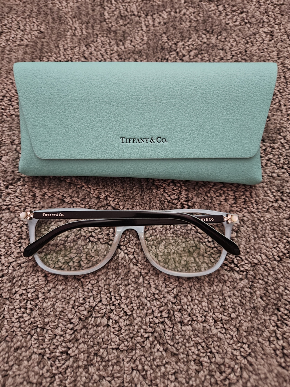 Tiffany & Co. Eyeglasses Women's TF2109BF 8193 Black on Tiffany Blue Striped 53m - Picture 3 of 3
